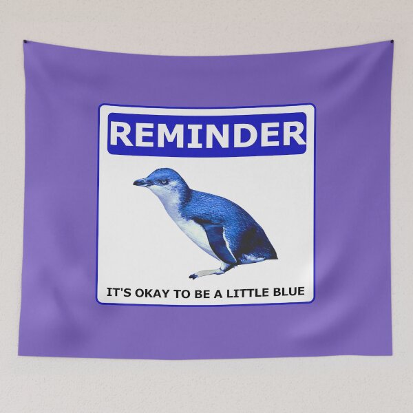 Item preview, Reminder notice it's okay to be a little blue penguin (Light Purple #795fc1 Background) designed and sold by SBPenguins.