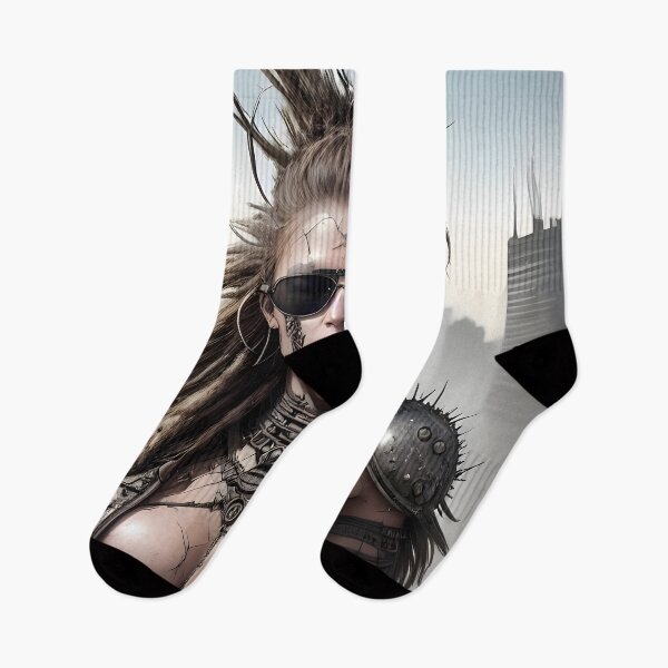 Item preview, Beautiful barbarian woman wearing sunglasses in a dystopian city designed and sold by magikman65.