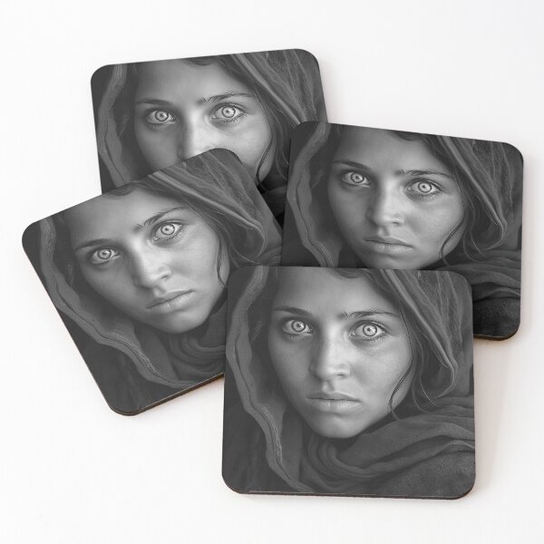Item preview, Face Little Girl Woman Black and White Eyes Deep Look Indian Poor Portrait BW designed and sold by Univers Noir et Blanc.