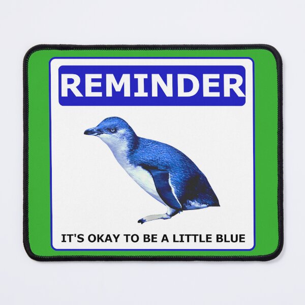 Item preview, Reminder notice it's okay to be a little blue penguin (Bright Green #35b02c Background) designed and sold by SBPenguins.