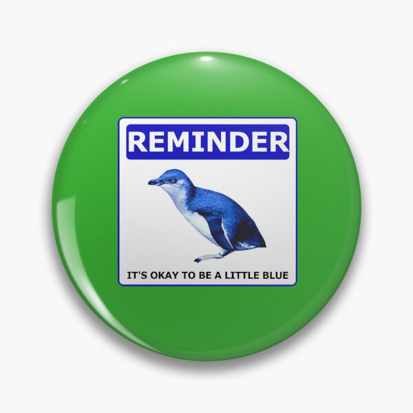 Item preview, Reminder notice it's okay to be a little blue penguin (Bright Green #35b02c Background) designed and sold by SBPenguins.
