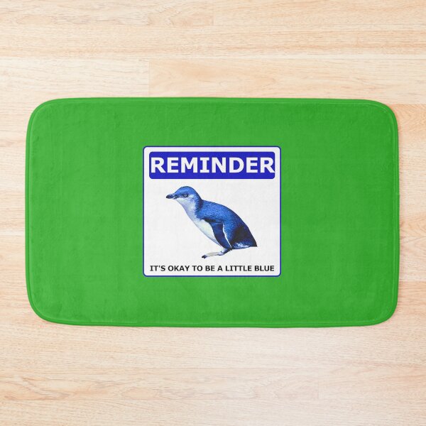 Item preview, Reminder notice it's okay to be a little blue penguin (Bright Green #35b02c Background) designed and sold by SBPenguins.
