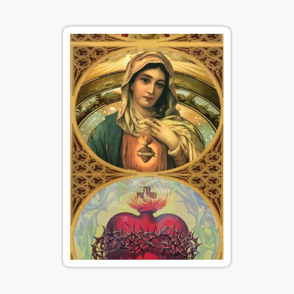 Virgin Mary with Sacred Heart of Jesus Sticker