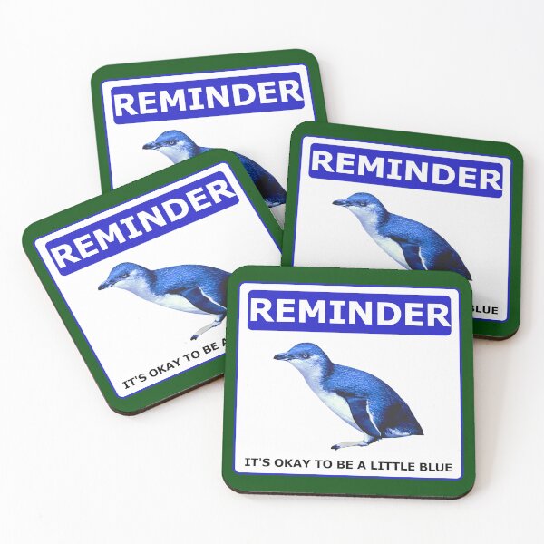 Item preview, Reminder notice it's okay to be a little blue penguin (Dark Green #014606 Background) designed and sold by SBPenguins.