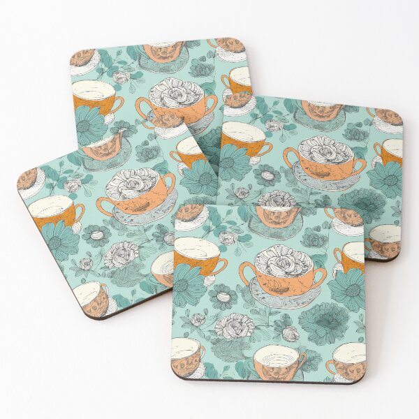 Item preview, Tea or coffee cup and flowers illustration in a unique artistic style designed and sold by LiliD.