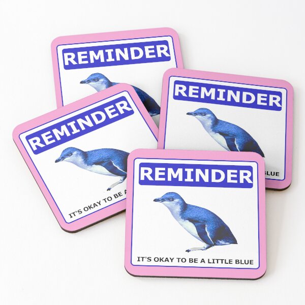 Item preview, Reminder notice it's okay to be a little blue penguin (Pink #f699cd Background) designed and sold by SBPenguins.