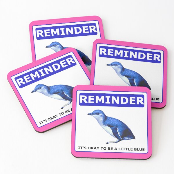 Item preview, Reminder notice it's okay to be a little blue penguin (Fuchsia #fc46aa Background) designed and sold by SBPenguins.
