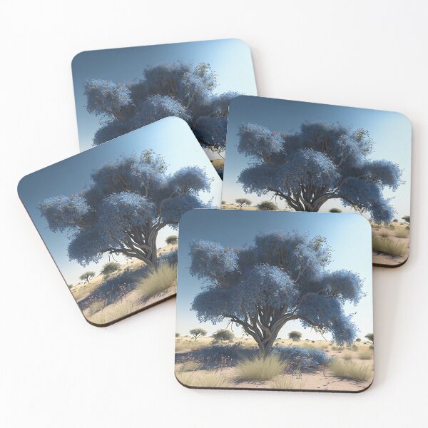 Item preview, Fantasy Landscape Savannas Tree Blue Artwork AI designed and sold by Slowerblue.