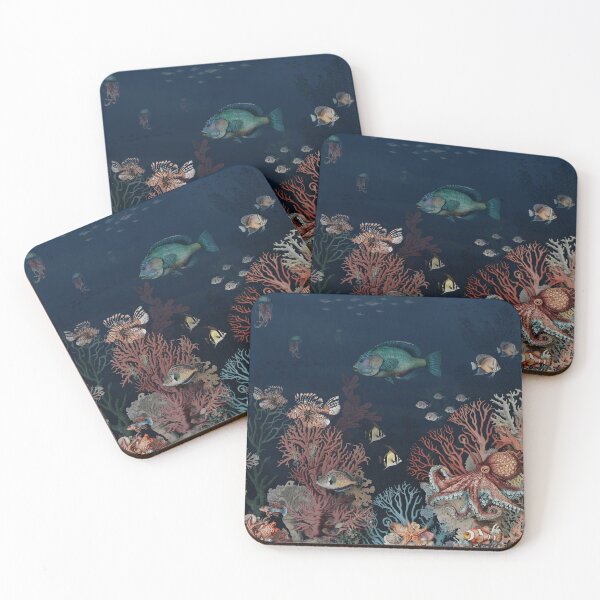 Item preview, Deep sea wallpaper pattern with coral reefs and colorful fish designed and sold by hAITHAM1985.