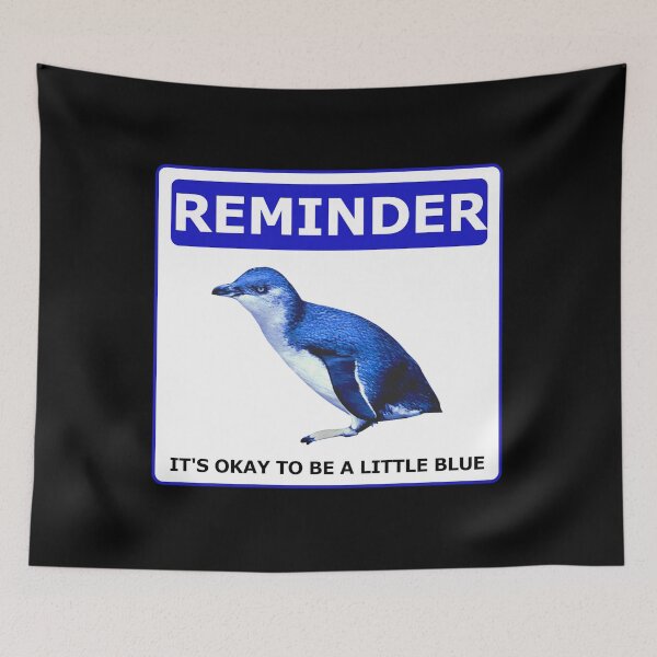 Item preview, Reminder notice it's okay to be a little blue penguin (Black Background) designed and sold by SBPenguins.