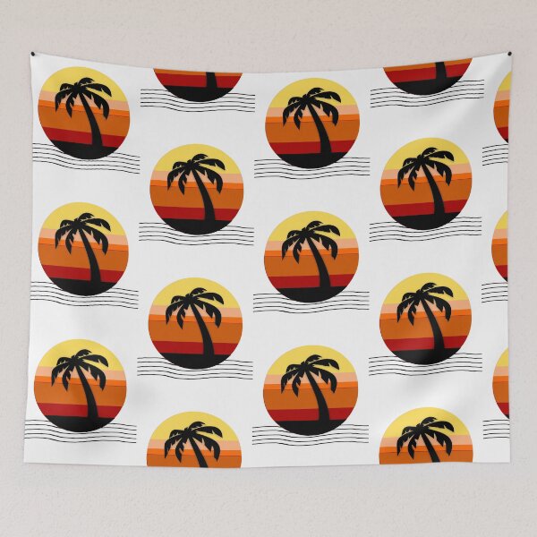 Item preview, 80's Themed Beach With Waves And Palm Tree designed and sold by ByTekk.