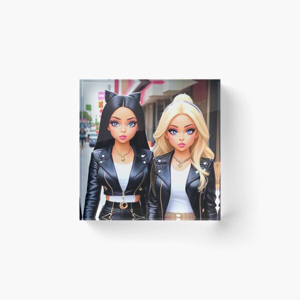 Item preview, Black & Blonde Leather Jacket Cartoon Dolls (AI Art) designed and sold by allicocanasia.