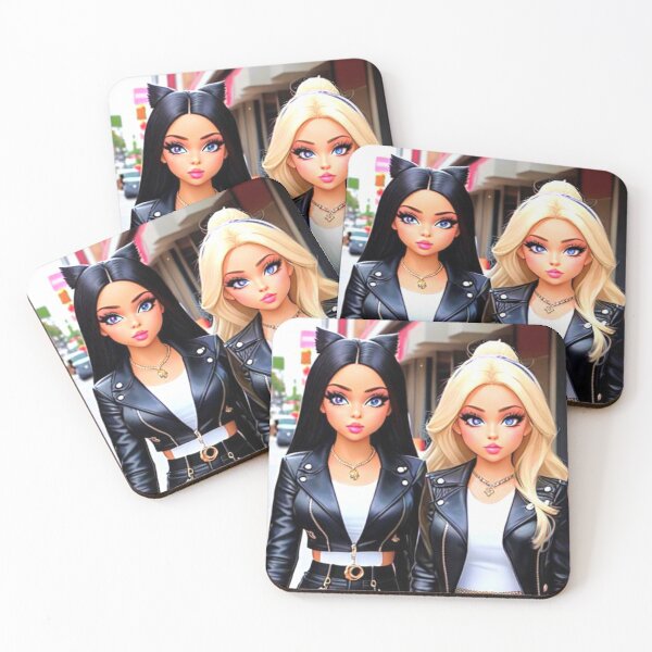 Item preview, Black & Blonde Leather Jacket Cartoon Dolls (AI Art) designed and sold by allicocanasia.