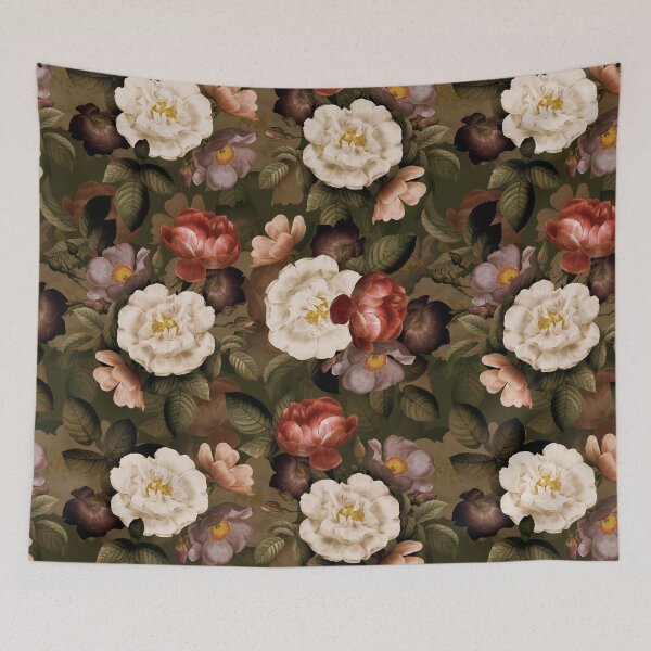 Item preview, Green Antique Natural Autumn Botanical Night Garden Roses Pattern Nightgarden designed and sold by UtArt.