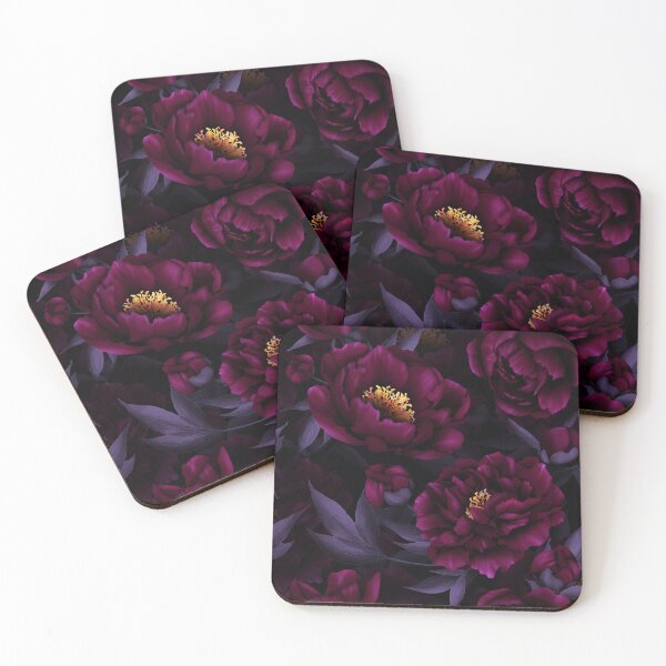 Item preview, Purple Hand Drawn Watercolor Peonies Pattern Botanical Night Garden Nightgarden designed and sold by UtArt.