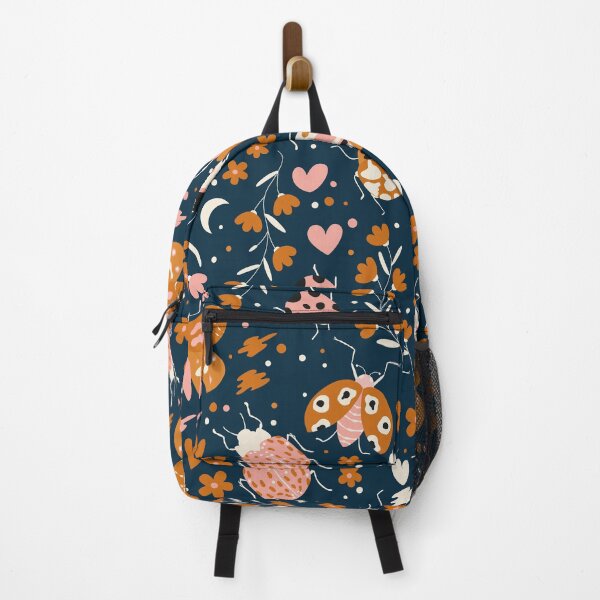 Item preview, Cute colorful bugs on dark blue background, pattern designed and sold by BlueLela.