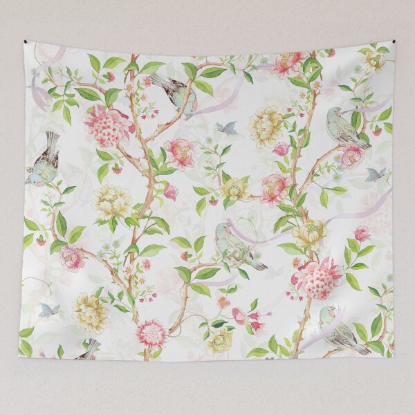 Item preview,  chinoiserie with Birds bows and rose flowers Nightgarden designed and sold by UtArt.