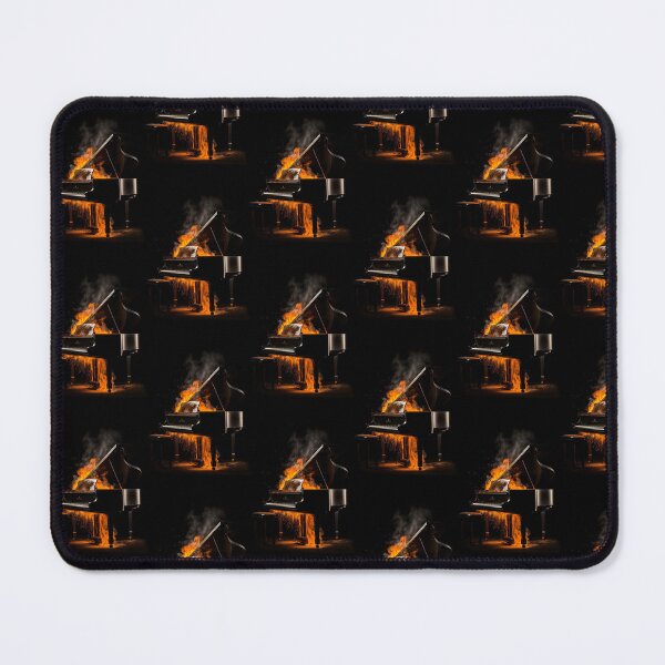 Item preview, Celestial Flames: The Black Piano in Vibrant Fire. Timeless and Elegant a Bold Black Background designed and sold by AdrianStyleArt.