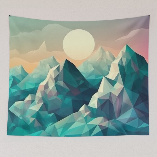 Item preview, Blue Polygon Mountain Range | Hike Camper Art designed and sold by JFFStore.