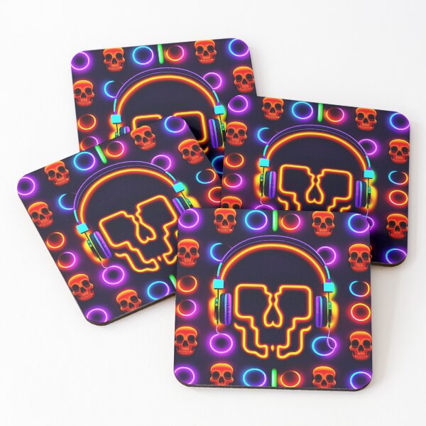 Item preview, Skull With Headphones In Neon designed and sold by artist-mac.