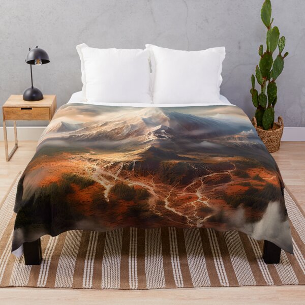 Item preview, Red and Green Forest in Autumn at the base of a Icy Mountain designed and sold by SingularityGeek.