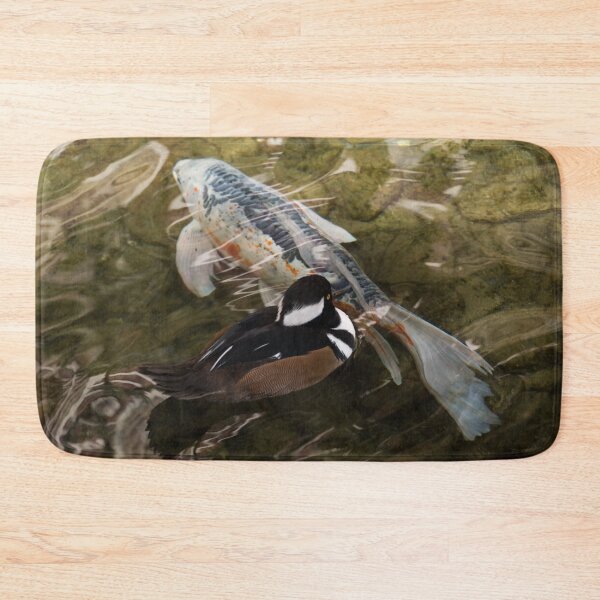 Item preview, Close Encounter - Hooded Merganser Duck and Koi Fish designed and sold by Georgia Mizuleva.