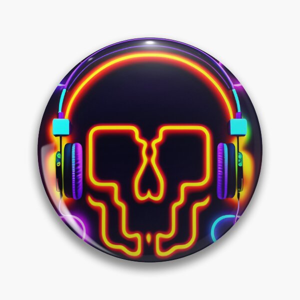Item preview, Skull With Headphones In Neon designed and sold by artist-mac.