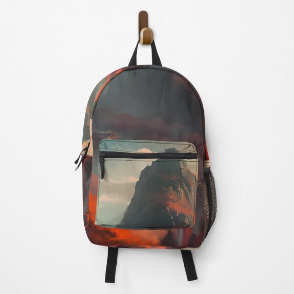 Item preview, Red Asian Forest full of mountains and fogg in the early evening designed and sold by SingularityGeek.