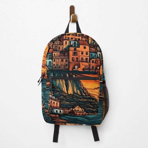 Item preview, Vibrant coastal hamlet aglow in late afternoon hues designed and sold by SingularityGeek.