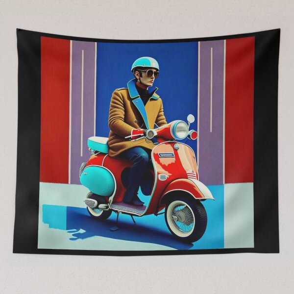 Item preview, Original Colourful Pop Art Painting of a Girl on a Scooter designed and sold by KALEIDOSCOPE UK.
