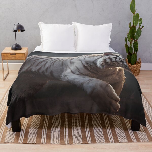 Item preview, White tiger in rain's embrace, stalking its prey with quiet grace designed and sold by SingularityGeek.