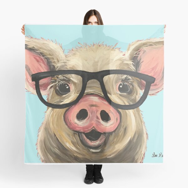 Cute pig with glasses art Scarf