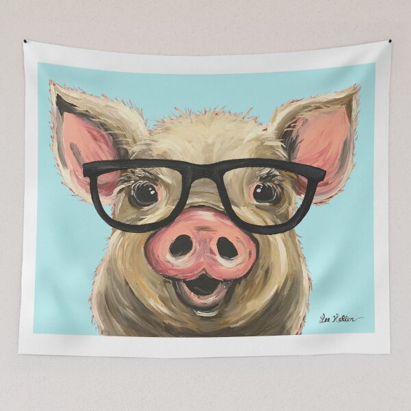 Item preview, Cute pig with glasses art designed and sold by leekellerart.