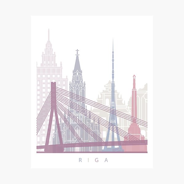Item preview, RIGA  SKYLINE POSTER PASTEL designed and sold by paulrommer.