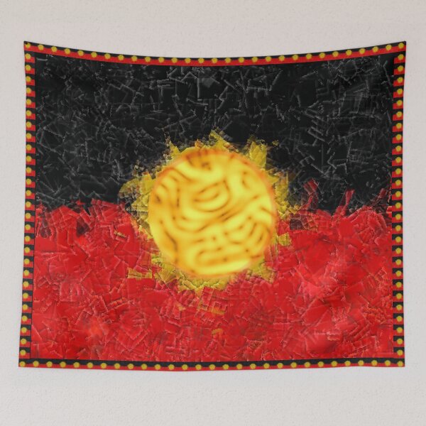 Item preview, AMAZING  AUSTRALIAN ABORIGINAL FLAG  ART EXPRESSION WITH SMALL FRAGMENTS SHAPES designed and sold by Ralek.