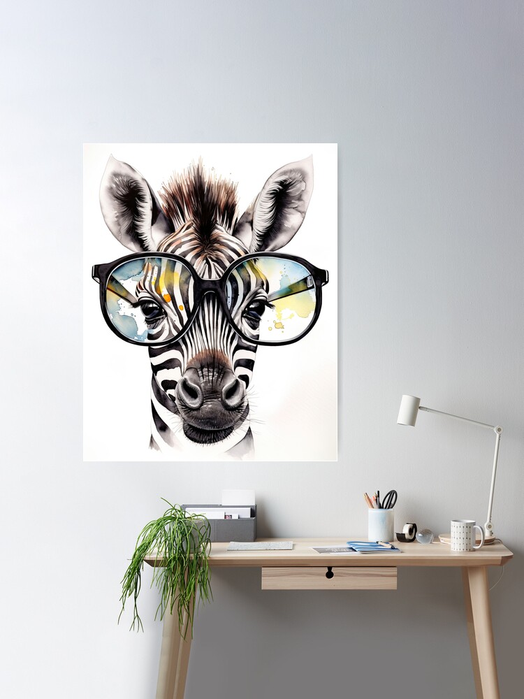 Zebra With Glasses Poster for Sale by prettykaler