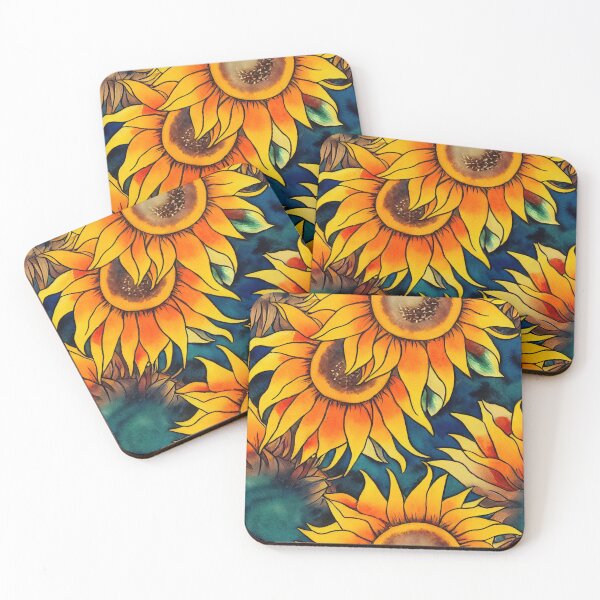 Item preview, Cheerful Watercolor Sunflowers - Japanese Inspired Floral Art Print designed and sold by Dream-Palette.