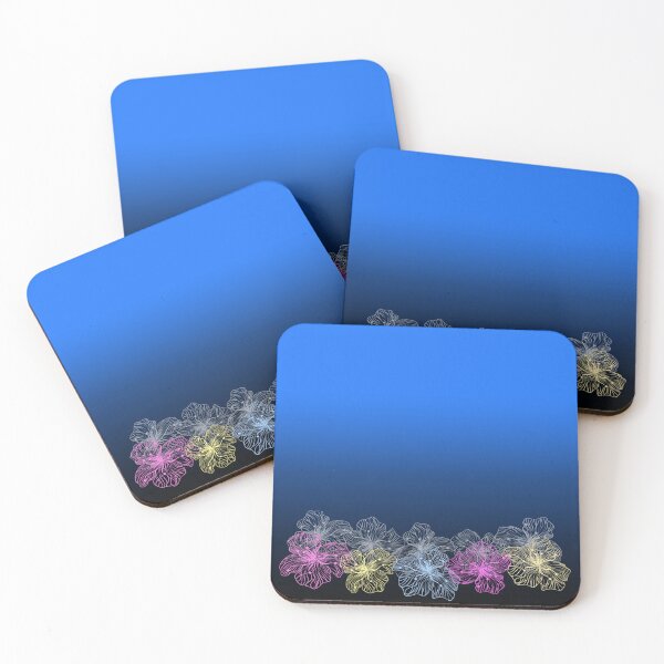 Item preview, Colorful flowers on a blue gradient designed and sold by fuzzyfox.