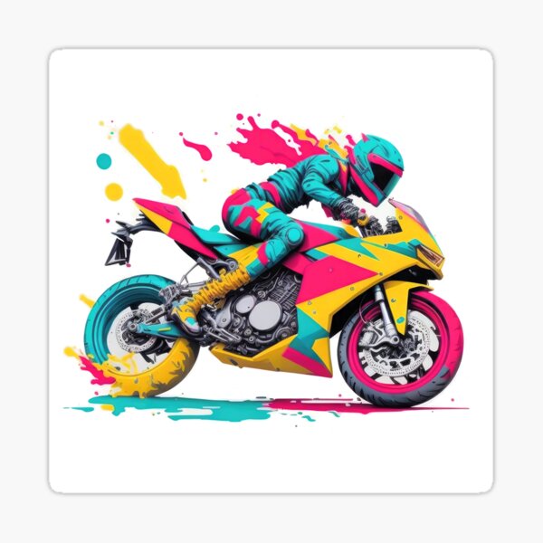 Item preview,   Colorful cartoon motorbike and biker designed and sold by cornishgallery.