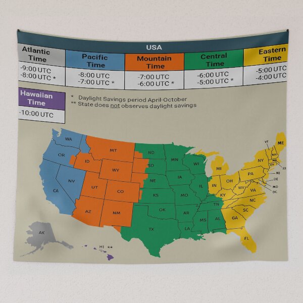 Item preview, Time Zones of USA: Vintage Map designed and sold by Bb-gl.