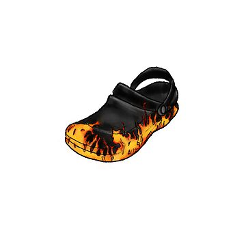 Black crocs with shops flames