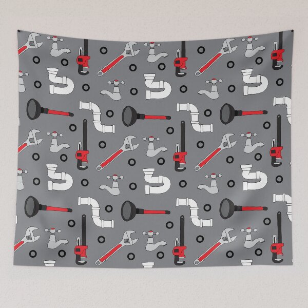 Item preview, Plumber Plumbing Tools Pattern designed and sold by CreativeTwins.