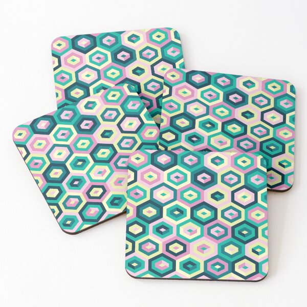 Item preview, Hexagons pattern in chartreuse, green and pink colors designed and sold by IngaDesign.