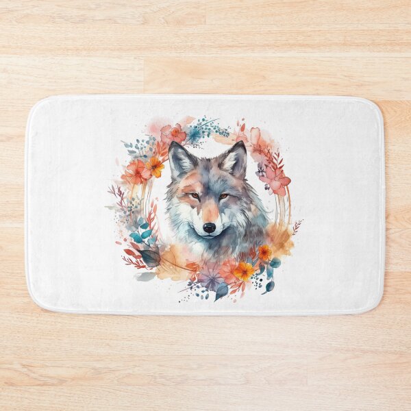 Item preview, Colorful Wolf With Flowers designed and sold by letsgetinspired.