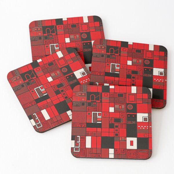 Item preview, Roman Mosaics Pattern in Red and Black designed and sold by Juuskus.