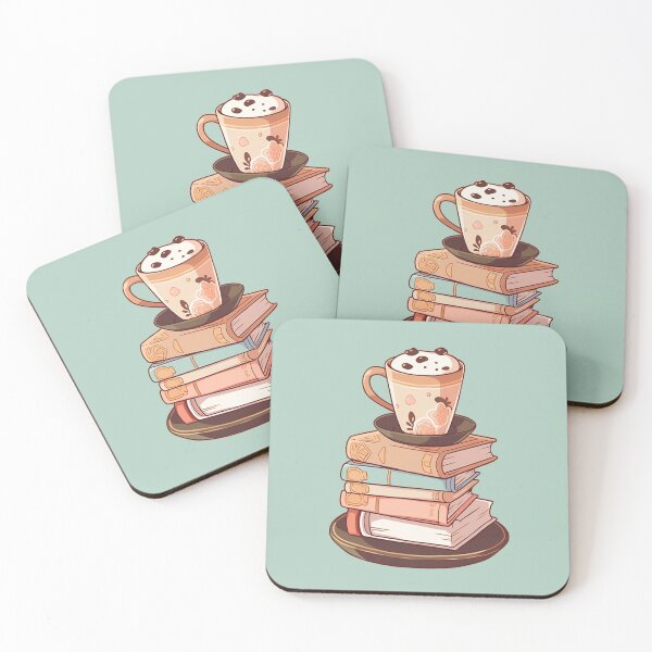 Item preview, Book stack with coffee cup designed and sold by Kinako Studio.