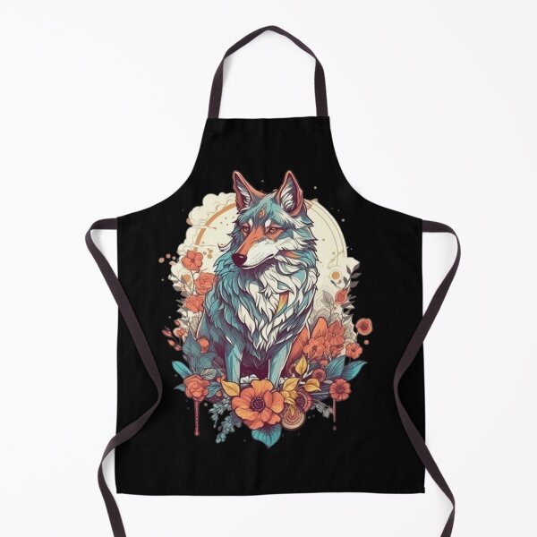 Item preview, Colorful Wolf With Flowers designed and sold by letsgetinspired.