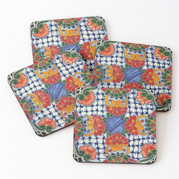 Item preview, Colorful maximalist flowers picnic blanket mexican talavera tile designed and sold by T-Mex.