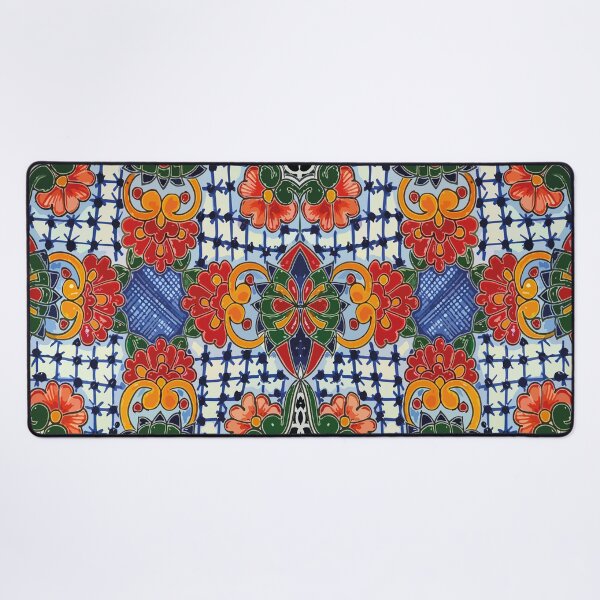 Item preview, Colorful maximalist flowers picnic blanket mexican talavera tile designed and sold by T-Mex.