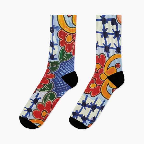 Item preview, Colorful maximalist flowers picnic blanket mexican talavera tile designed and sold by T-Mex.
